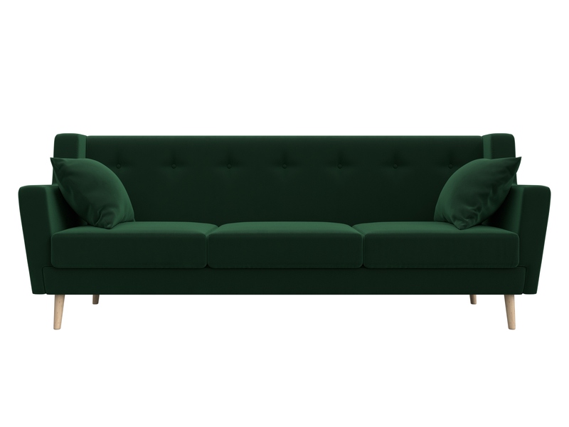 Диван кухонный прямой Брайтон 3, Велюр, SEVEN 626 зеленый