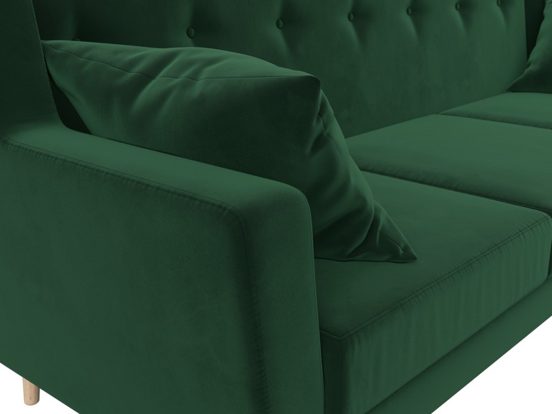 Диван кухонный прямой Брайтон 3, Велюр, SEVEN 626 зеленый