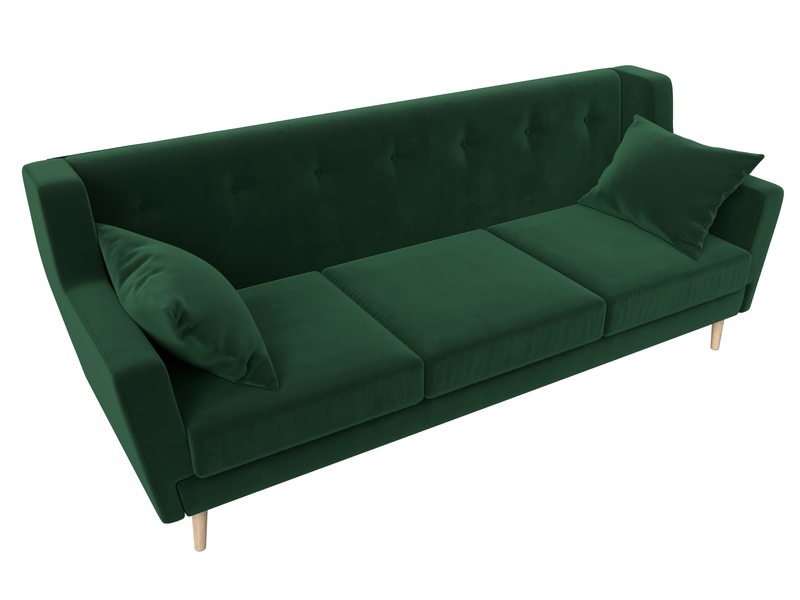 Диван кухонный прямой Брайтон 3, Велюр, SEVEN 626 зеленый