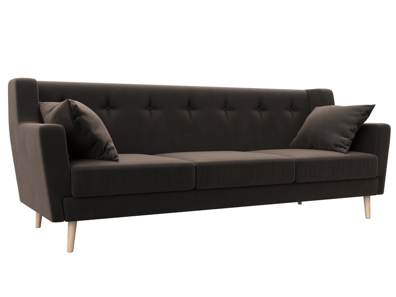 Диван кухонный прямой Брайтон 3, Велюр, SEVEN 727 коричневый