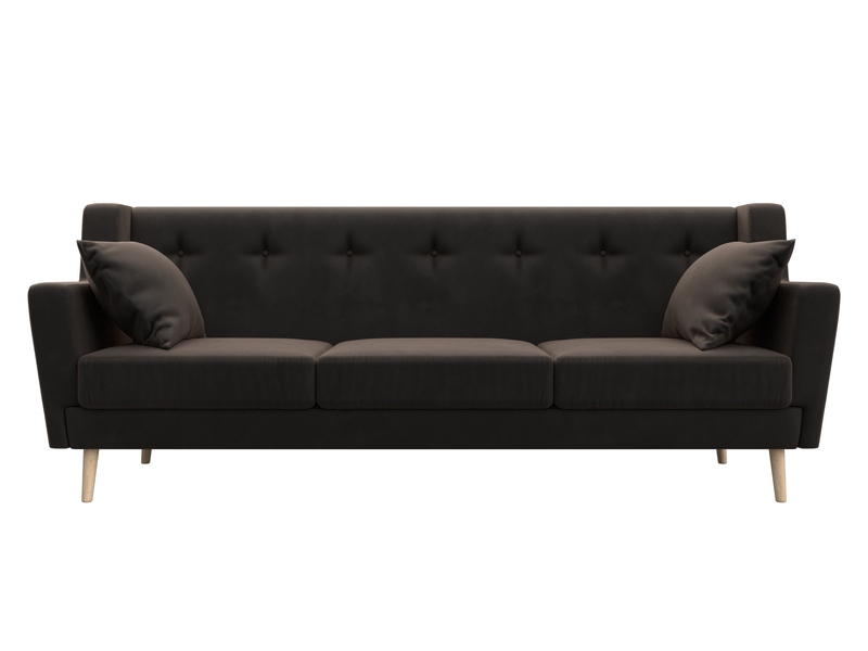 Диван кухонный прямой Брайтон 3, Велюр, SEVEN 727 коричневый