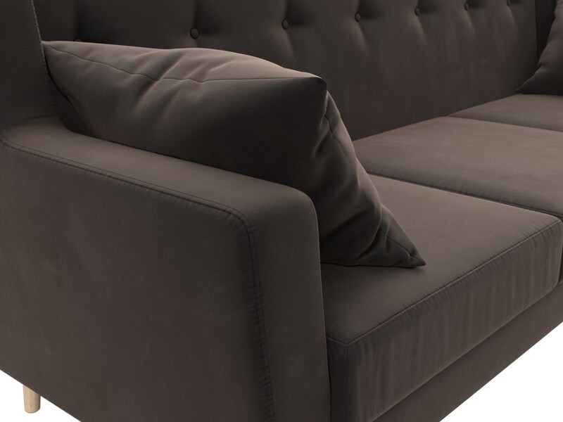 Диван кухонный прямой Брайтон 3, Велюр, SEVEN 727 коричневый