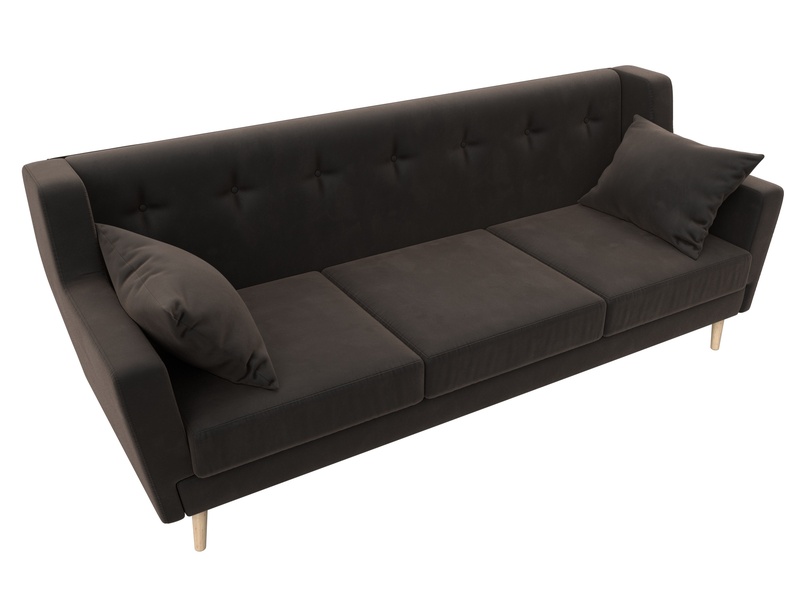 Диван кухонный прямой Брайтон 3, Велюр, SEVEN 727 коричневый