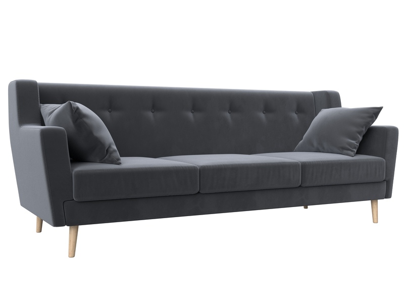 Диван кухонный прямой Брайтон 3, Велюр, SEVEN 17 серый