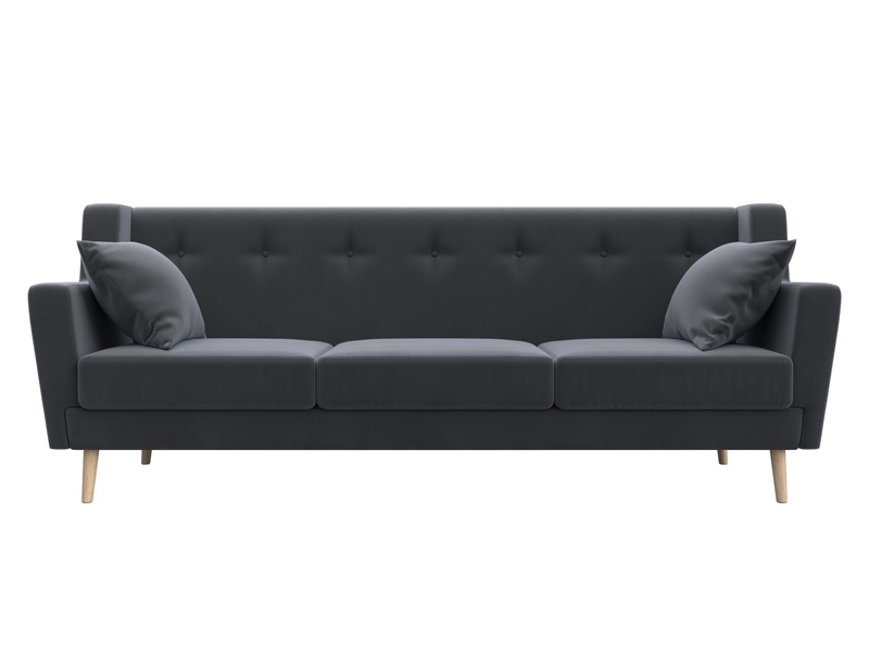 Диван кухонный прямой Брайтон 3, Велюр, SEVEN 17 серый