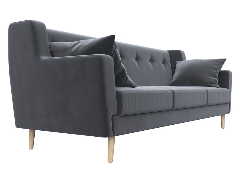 Диван кухонный прямой Брайтон 3, Велюр, SEVEN 17 серый