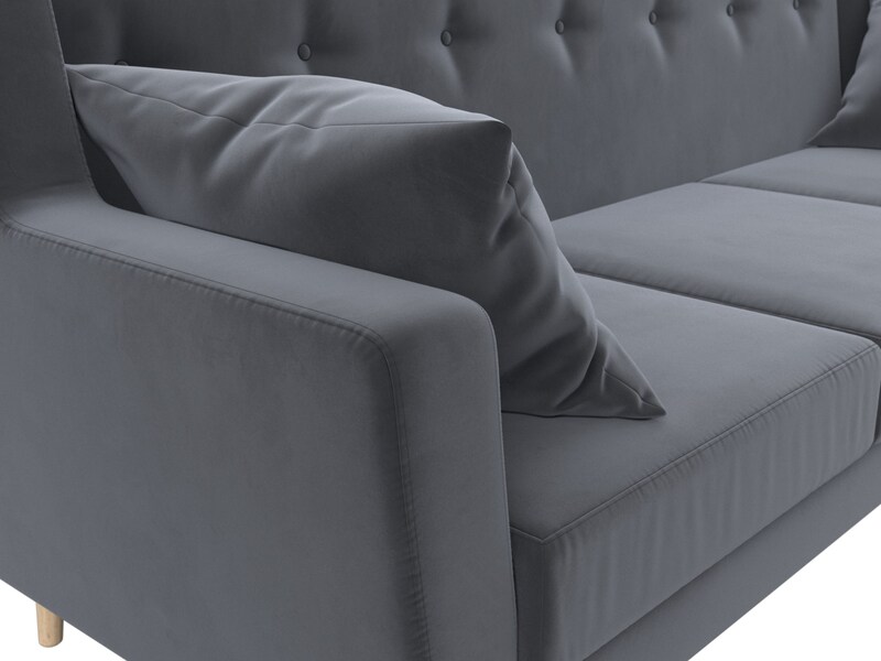 Диван кухонный прямой Брайтон 3, Велюр, SEVEN 17 серый