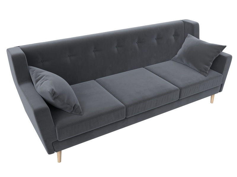 Диван кухонный прямой Брайтон 3, Велюр, SEVEN 17 серый