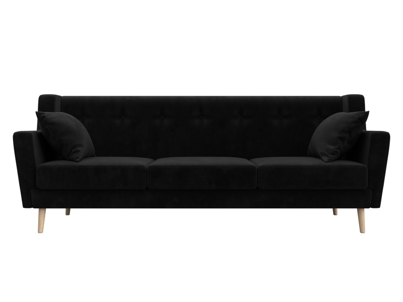 Диван кухонный прямой Брайтон 3, Велюр, SEVEN 35 черный