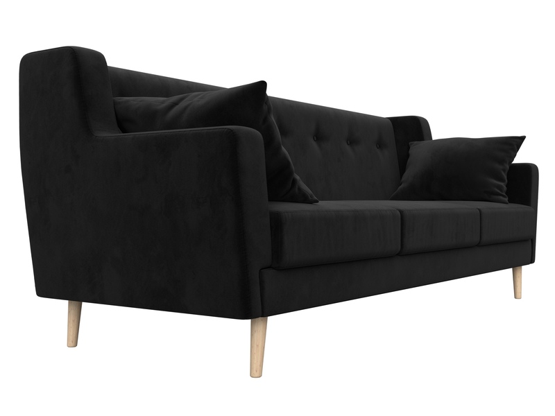 Диван кухонный прямой Брайтон 3, Велюр, SEVEN 35 черный