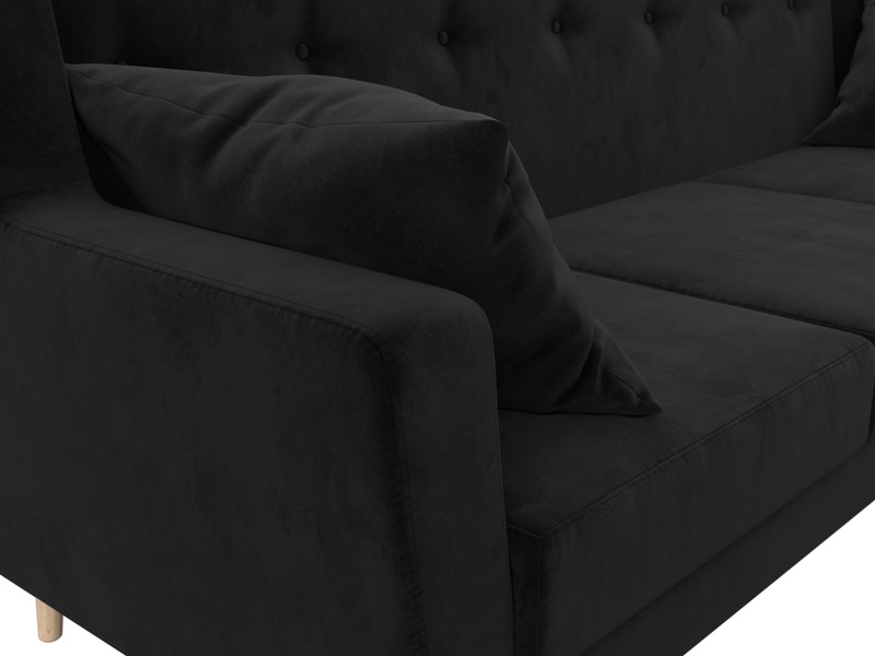 Диван кухонный прямой Брайтон 3, Велюр, SEVEN 35 черный