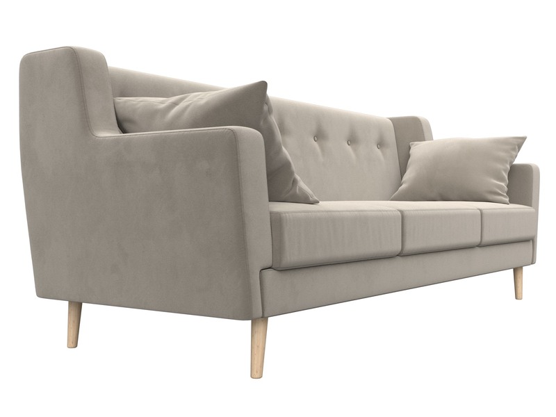 Диван кухонный прямой Брайтон 3, Микровельвет, Бежевый