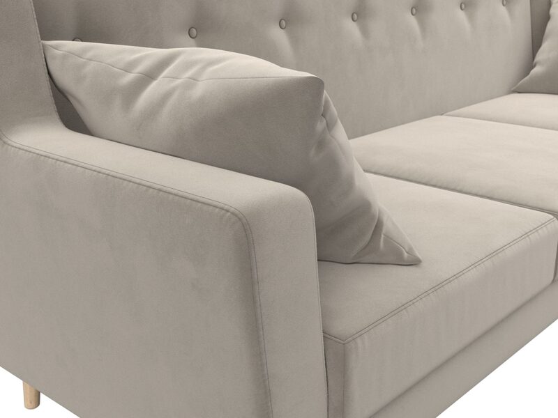 Диван кухонный прямой Брайтон 3, Микровельвет, Бежевый