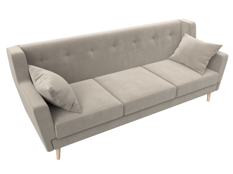 Диван кухонный прямой Брайтон 3, Микровельвет, Бежевый