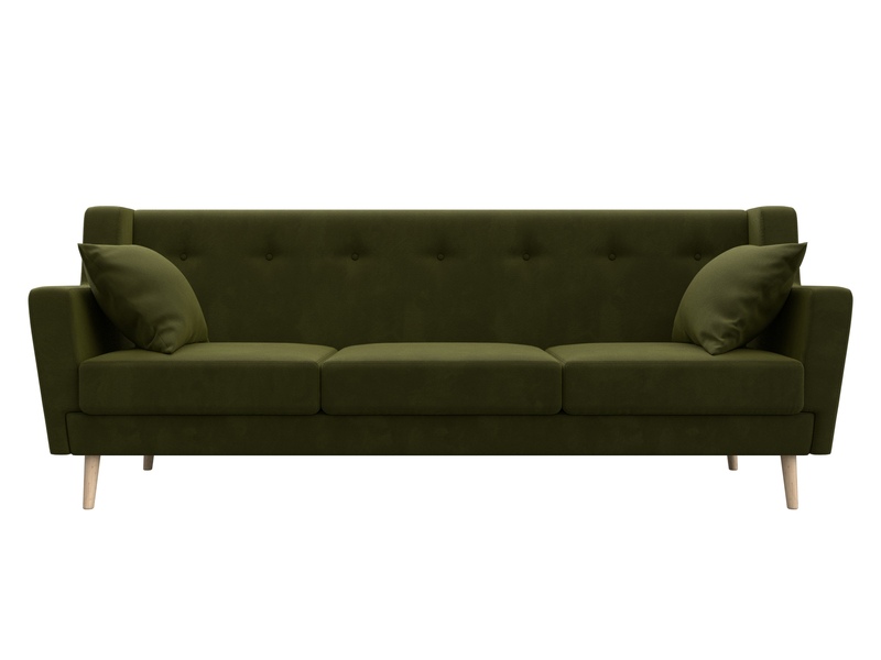 Диван кухонный прямой Брайтон 3, Микровельвет, Зеленый