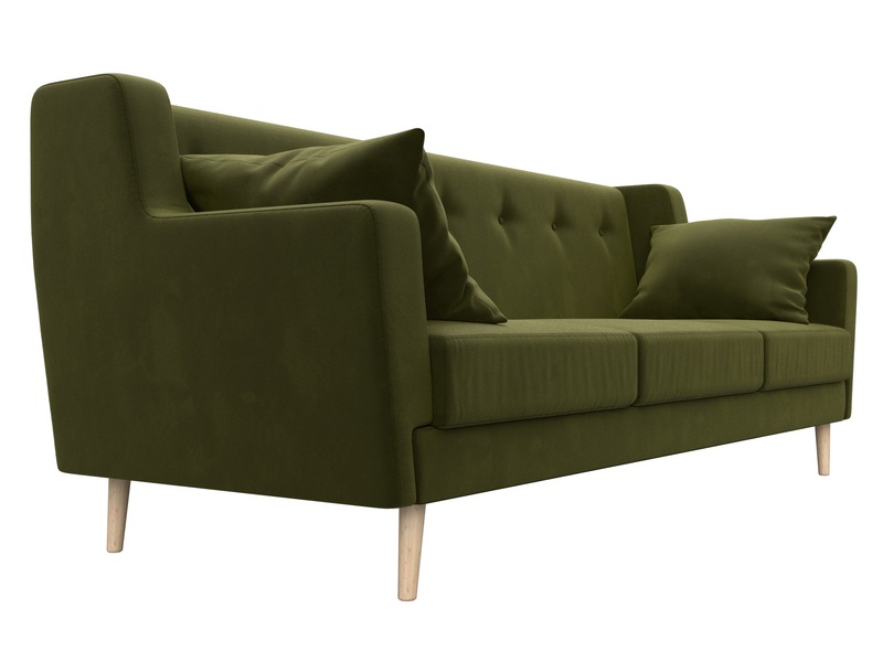 Диван кухонный прямой Брайтон 3, Микровельвет, Зеленый