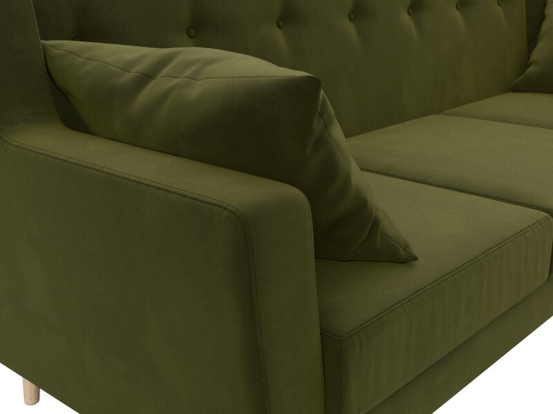 Диван кухонный прямой Брайтон 3, Микровельвет, Зеленый