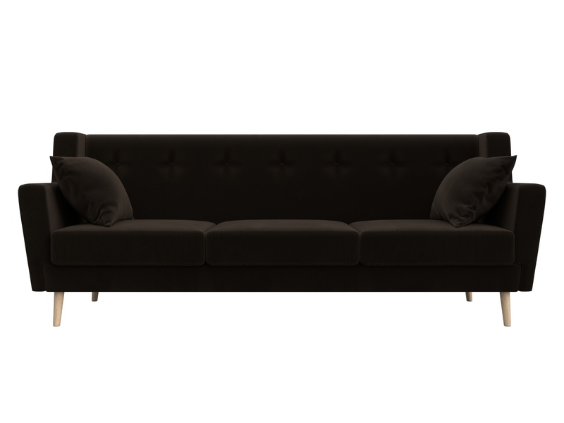 Диван кухонный прямой Брайтон 3, Микровельвет, Коричневый