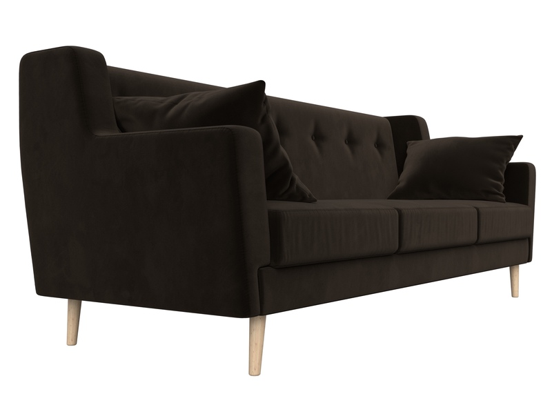 Диван кухонный прямой Брайтон 3, Микровельвет, Коричневый