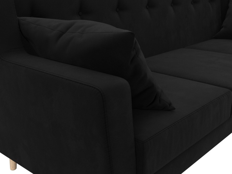 Диван кухонный прямой Брайтон 3, Микровельвет, Черный