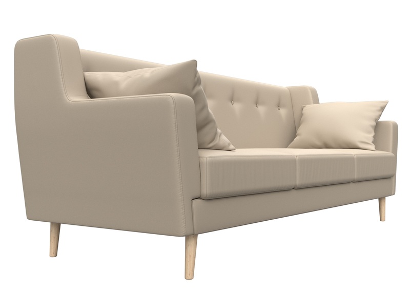 Диван кухонный прямой Брайтон 3, Экокожа, Бежевый