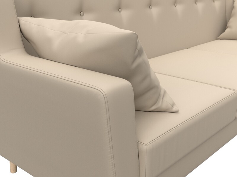 Диван кухонный прямой Брайтон 3, Экокожа, Бежевый