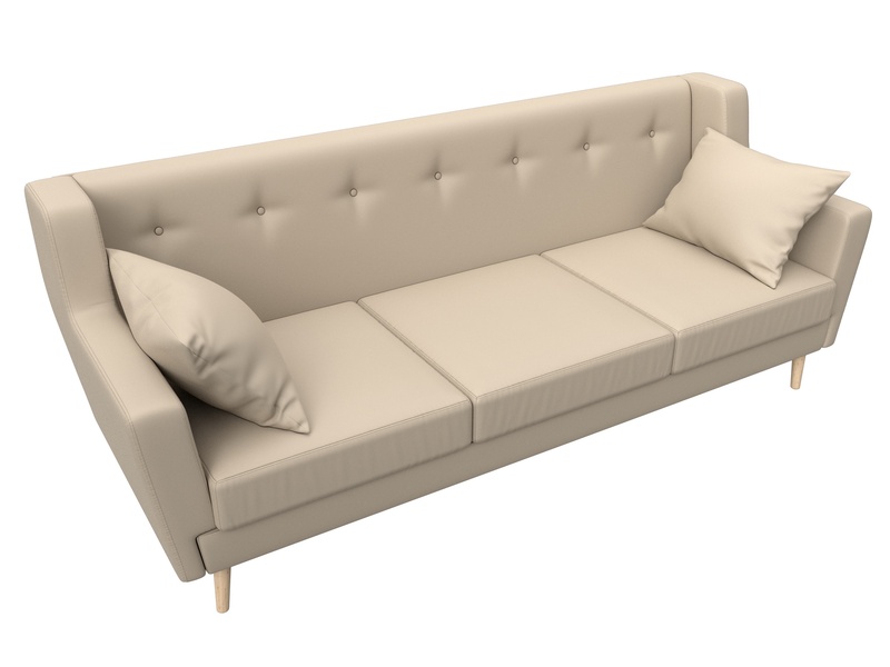 Диван кухонный прямой Брайтон 3, Экокожа, Бежевый