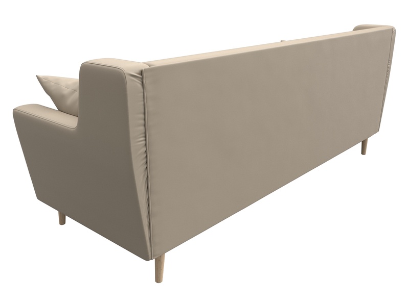 Диван кухонный прямой Брайтон 3, Экокожа, Бежевый