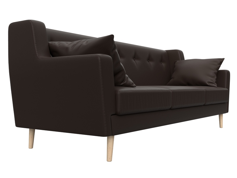 Диван кухонный прямой Брайтон 3, Экокожа, Коричневый