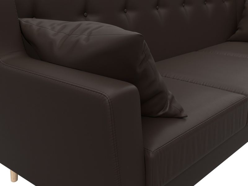 Диван кухонный прямой Брайтон 3, Экокожа, Коричневый