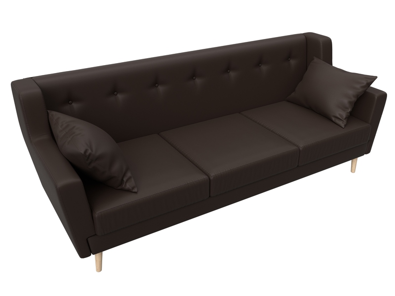 Диван кухонный прямой Брайтон 3, Экокожа, Коричневый