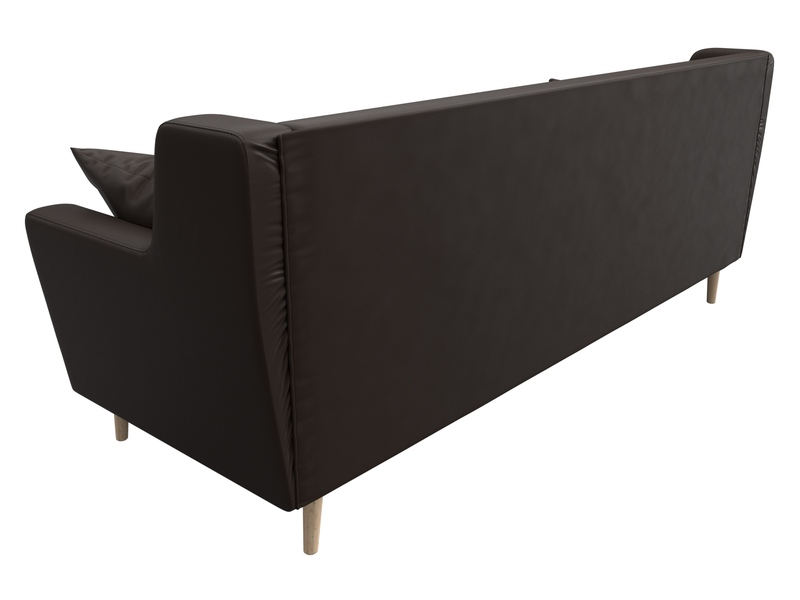 Диван кухонный прямой Брайтон 3, Экокожа, Коричневый