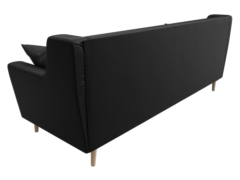 Диван кухонный прямой Брайтон 3, Экокожа, Черный