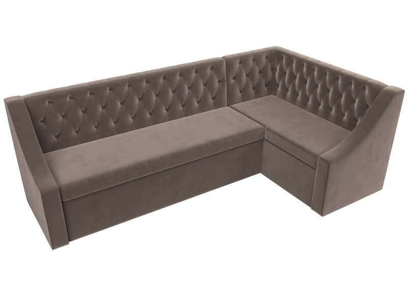 Диван кухонный угловой Мерлин правый угол, Велюр, SEVEN 727 коричневый