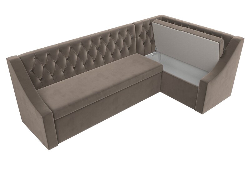 Диван кухонный угловой Мерлин правый угол, Велюр, SEVEN 727 коричневый