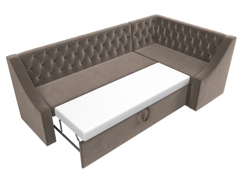 Диван кухонный угловой Мерлин правый угол, Велюр, SEVEN 727 коричневый