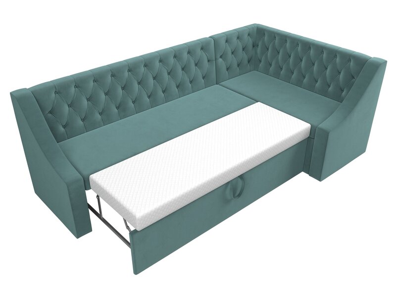 Диван кухонный угловой Мерлин правый угол, Велюр, SEVEN 113 бирюзовый