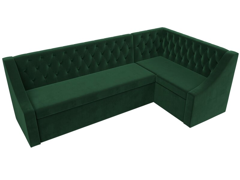 Диван кухонный угловой Мерлин правый угол, Велюр, SEVEN 626 зеленый