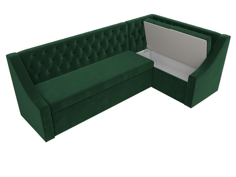 Диван кухонный угловой Мерлин правый угол, Велюр, SEVEN 626 зеленый