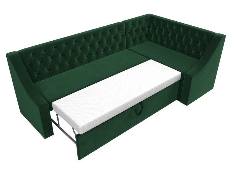 Диван кухонный угловой Мерлин правый угол, Велюр, SEVEN 626 зеленый
