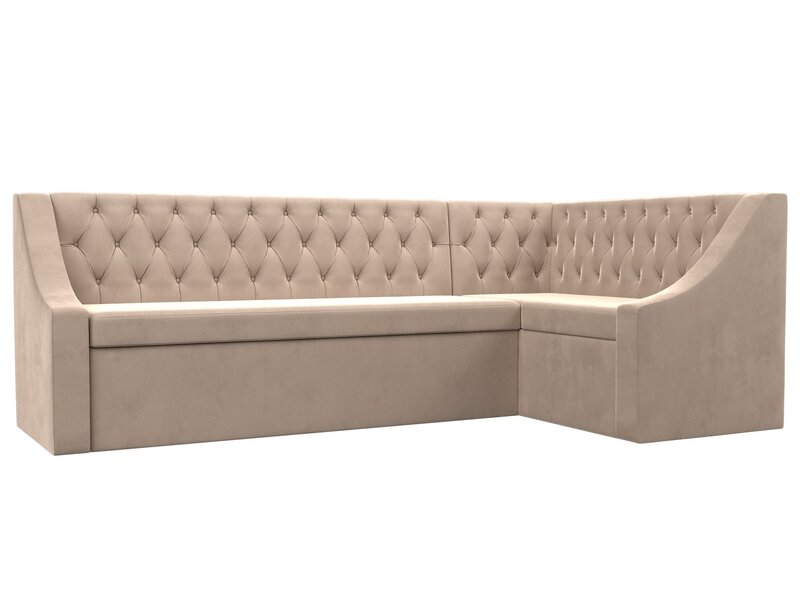 Диван кухонный угловой Мерлин правый угол, Велюр, SEVEN 729 бежевый