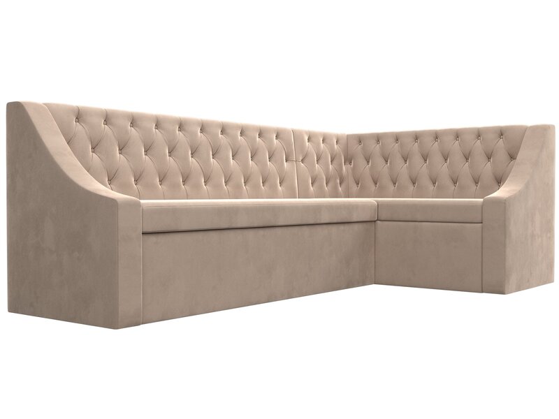 Диван кухонный угловой Мерлин правый угол, Велюр, SEVEN 729 бежевый