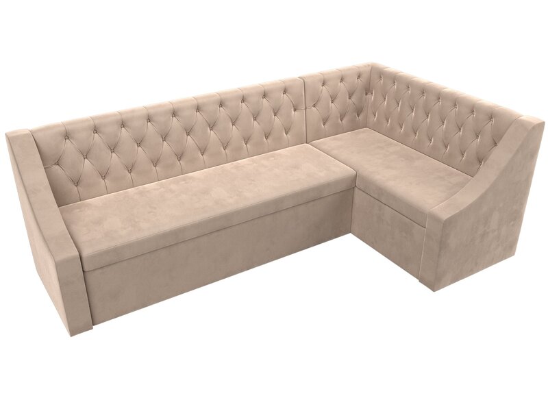 Диван кухонный угловой Мерлин правый угол, Велюр, SEVEN 729 бежевый
