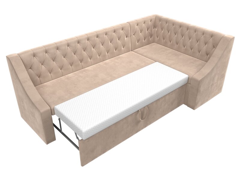 Диван кухонный угловой Мерлин правый угол, Велюр, SEVEN 729 бежевый