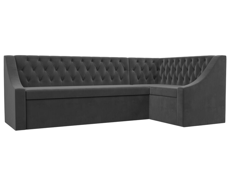 Диван кухонный угловой Мерлин правый угол, Велюр, SEVEN 17 серый
