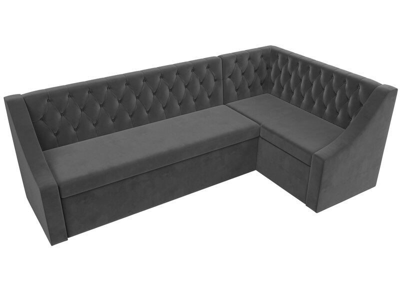Диван кухонный угловой Мерлин правый угол, Велюр, SEVEN 17 серый
