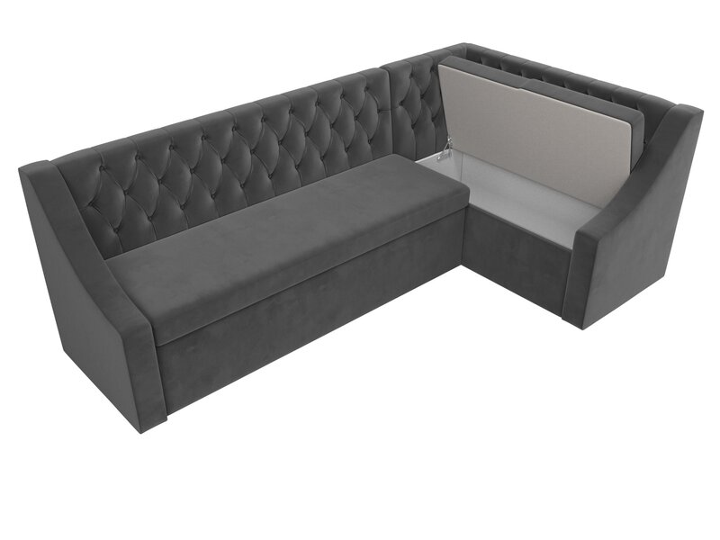 Диван кухонный угловой Мерлин правый угол, Велюр, SEVEN 17 серый