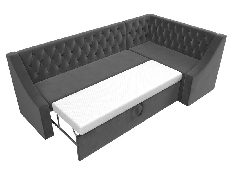 Диван кухонный угловой Мерлин правый угол, Велюр, SEVEN 17 серый