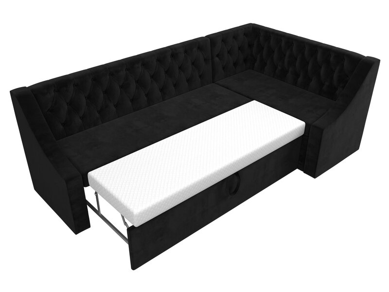 Диван кухонный угловой Мерлин правый угол, Велюр, SEVEN 35 черный