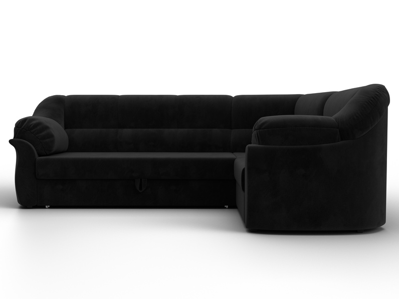 Диван угловой Карнелла правый угол, Велюр, SEVEN 35 черный